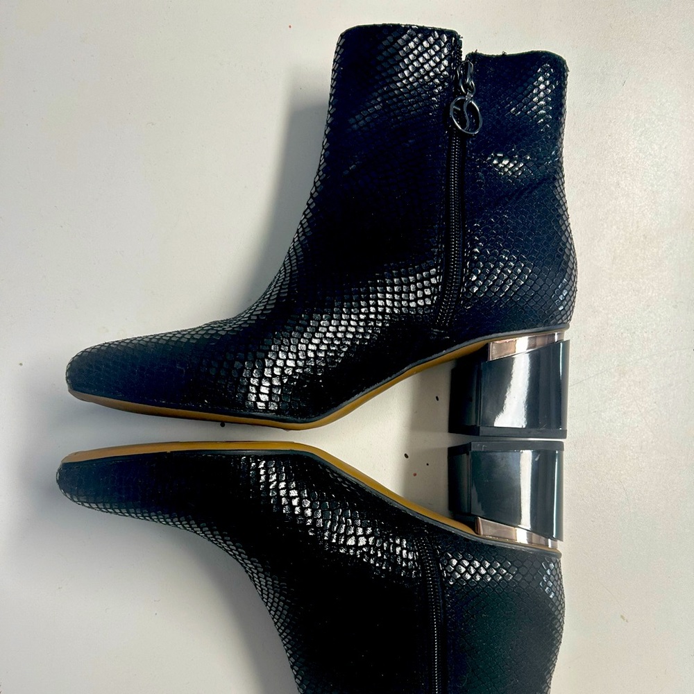Franco Sarto Black Python Booties
